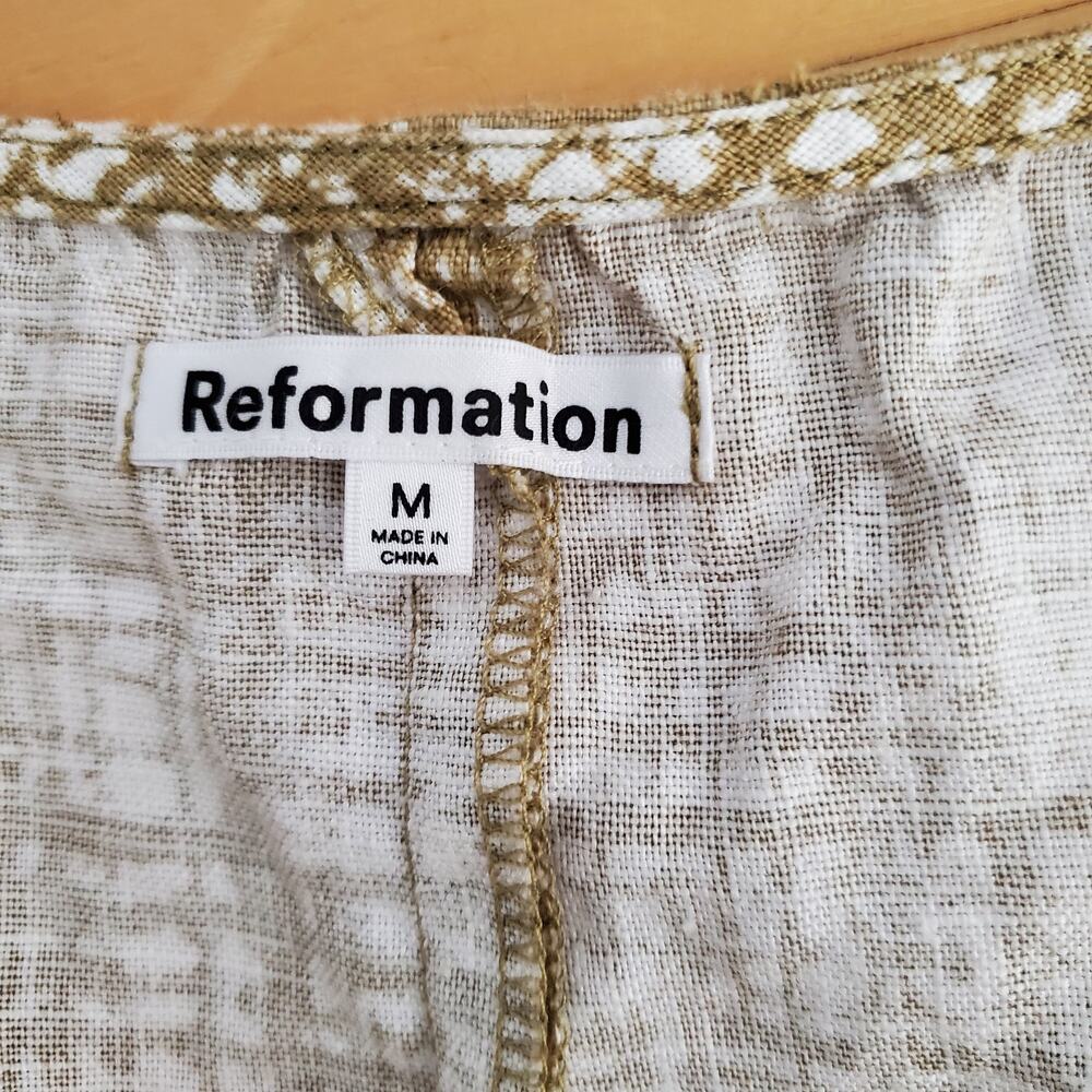 Reformation Amir Two Piece Skirt Set Tan Beige 100% Linen Back Slit Size Medium - Picture 13 of 15